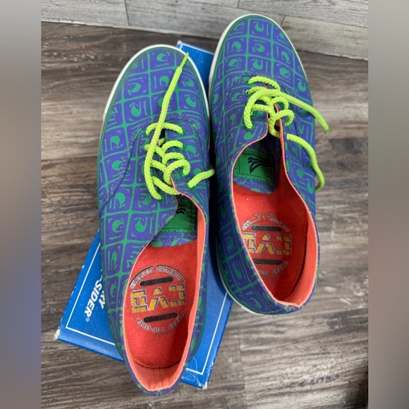 Vintage 90s Sperry Top-Sider Active CVO Print Sneakers Neon Purple Green Size 8 - Picture 7 of 11